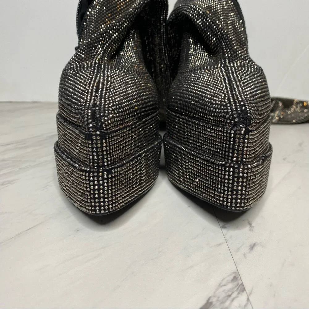 Steve Madden Sultry Rhinestone Thigh High Pointy Toe Platform Heeled Boot 8 1/2